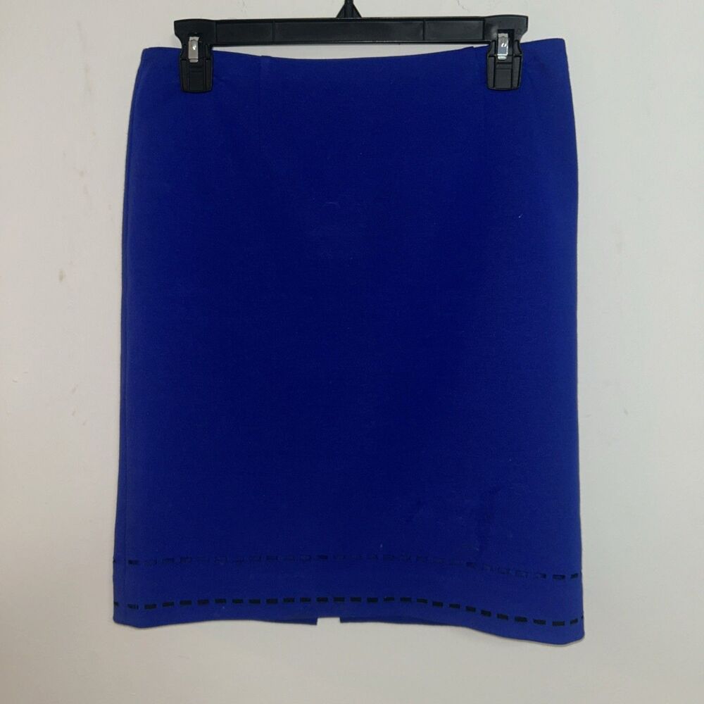 Worth New York Blue Pencil Skirt Sz 2 Career Knee Length Classic - Picture 2 of 6